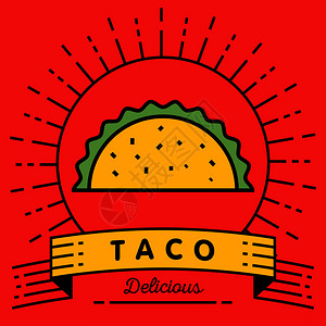 带有线样式的Taco图标矢量背景图片