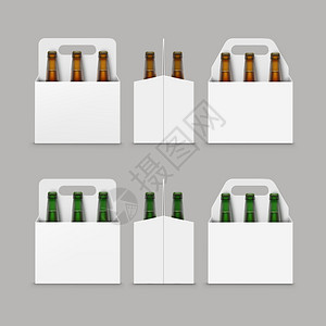 棕色绿色瓶啤酒与背景分离的包装图片