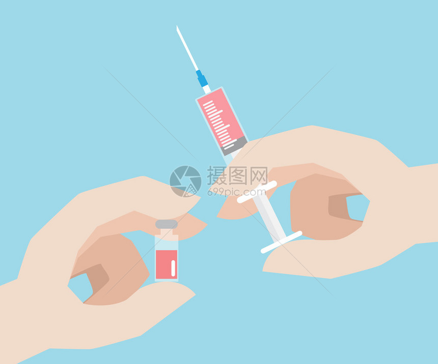 手用注射器和疫苗瓶图片