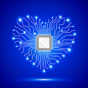 电子电器抽象的蓝色用闪亮的心矢量图设计图片