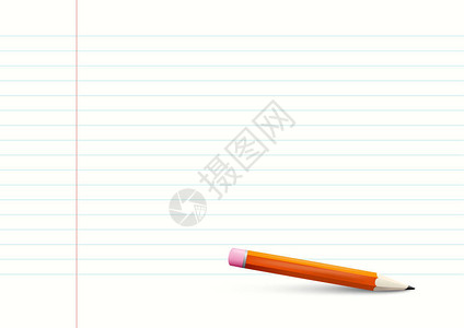 空线笔记本纸A4与Pencil矢量背景图片