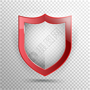 透明盾牌安全徽章图标隐私卫士保护红盾概念装饰安全元件防御标志保护背景图片