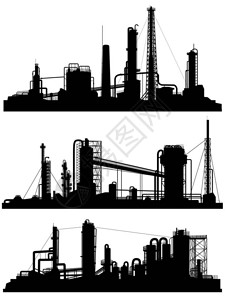 一套工业区工厂炼油厂和发背景图片