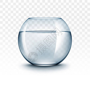 用水没有鱼分离向量现实透明玻璃光泽鱼缸水族馆图片