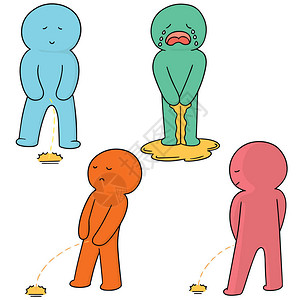 蹲便器向量集的男人撒尿插画