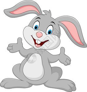 婴童卡通可爱的兔子摆姿势插画