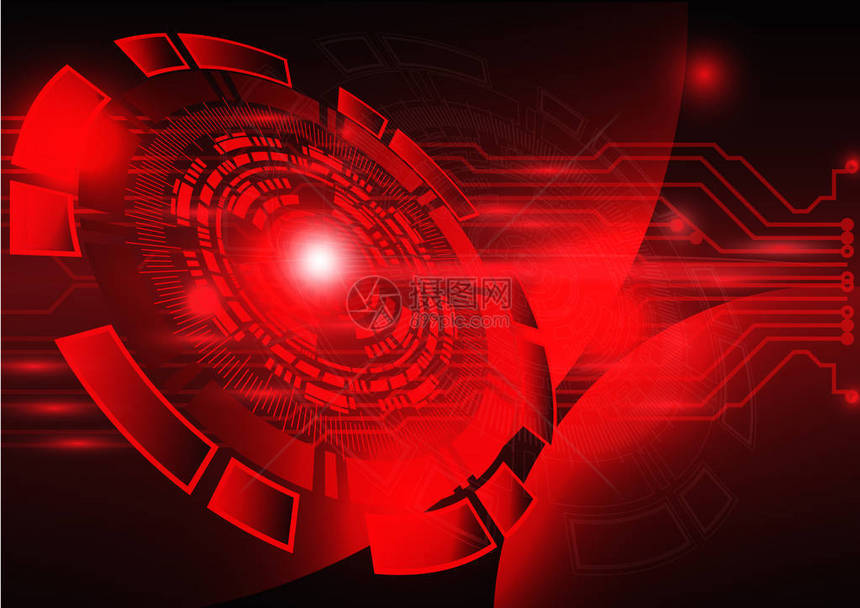 红色的技术背景抽象数字科技圆图片