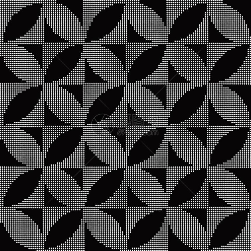 半色调圆倒圆角方形几何黑色无缝背景图片