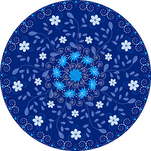 矢量花卉圆形图案曼荼罗的抽象装饰花图片