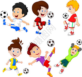 卡通小男孩踢足球图片