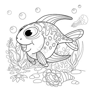 范妮布莱斯卡通明星范妮鱼着色页的插图插画
