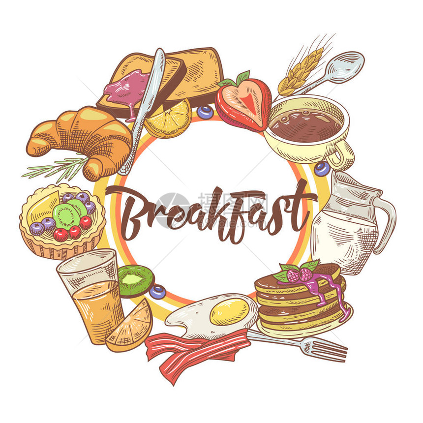 健康早餐手绘设计图片