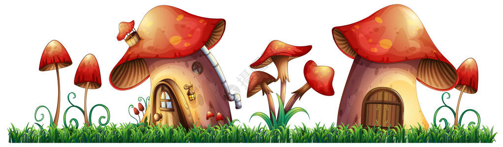 花园插图中的蘑菇屋图片