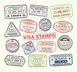 委内瑞拉国家馆签证护照上的印章插画