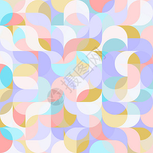 矢量无缝图案的水滴形曲折和起伏的几何形状以明亮柔和的色彩呈现在代平面风格设计中背景图片