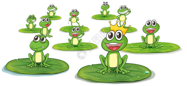 荷叶上的快乐青蛙插图图片