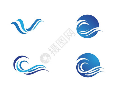 水波浪Logo模板矢量图片