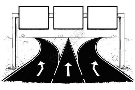 经商之道高速公路空白空路标志的绘制插画