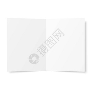 白色背景上打开的矢量空白白色双重小册子背景图片