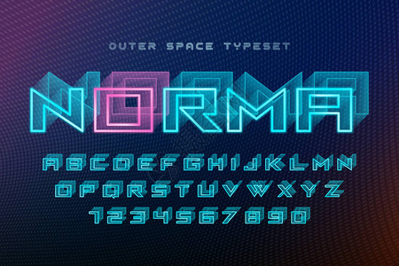 马尔特诺玛诺玛未来矢量装饰字体设计字母表插画