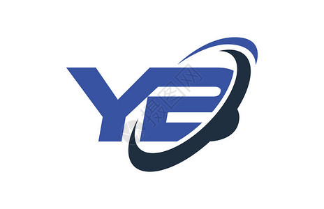 Yb标志旋风椭圆蓝色字母矢量概念背景图片