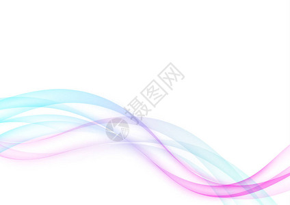 未来旋风融合高科技波浪线布局明亮典雅的抽象蓝色和粉红色透明烟雾在白色背景上的波浪矢量插图背景图片