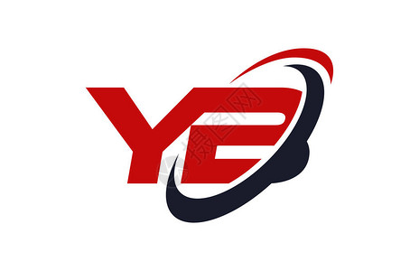 Yb标志旋风椭圆红色字母矢量概念图片