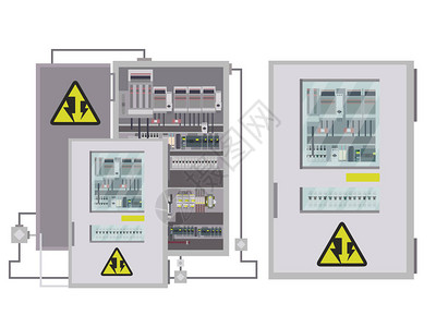 密封件电气面板电表和断路器插画