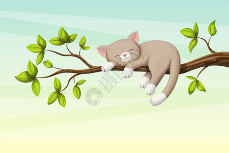 解梦小猫在睡觉插画