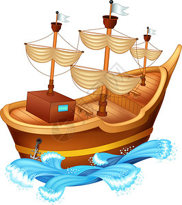 可爱的游艇卡通白色背景背景图片