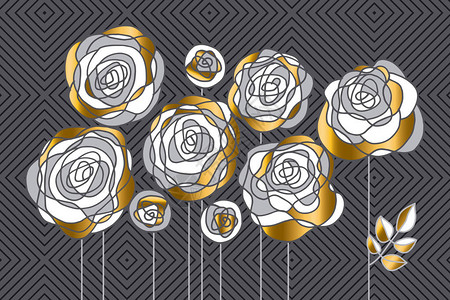 定了调子抽象装饰玫瑰花设计元素插画