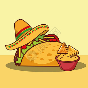 香辣烤里脊墨西哥食品卡插画