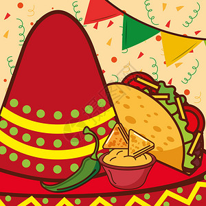 香辣烤里脊墨西哥食品卡插画