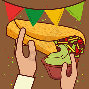 香辣油边墨西哥食品卡插画