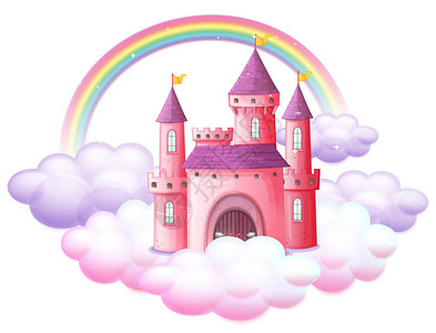 粉红色童话城堡插图图片