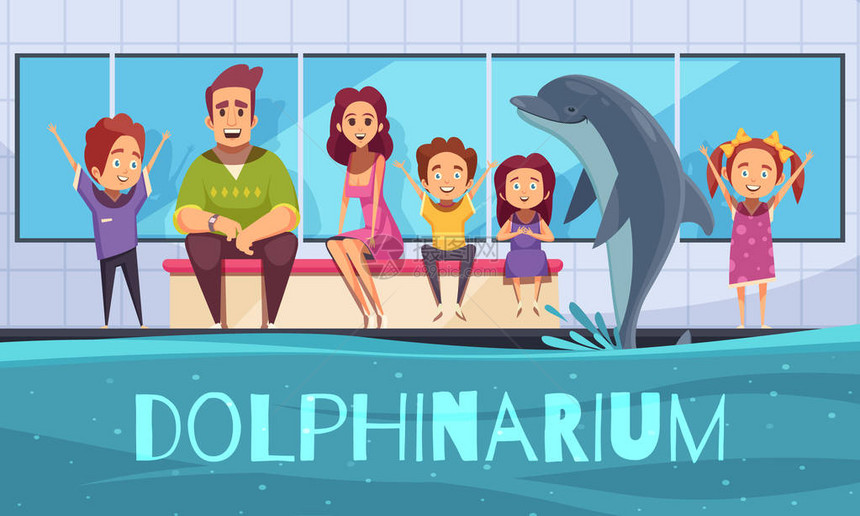 家庭与海豚背景图片