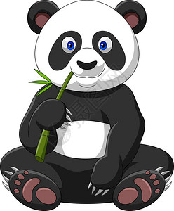 卡通熊猫吃竹子图片