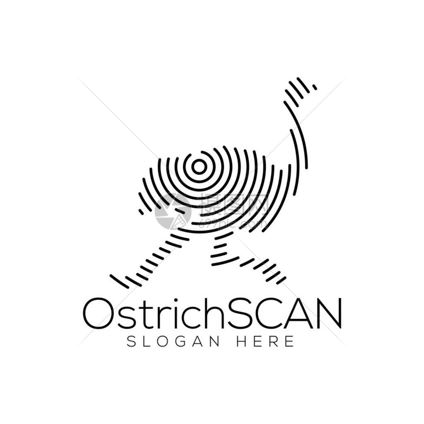 OstrichScan技术标识矢量元素动物图片
