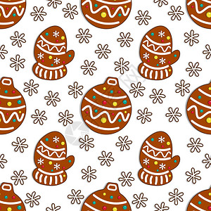 Gingerbread糖果无缝的白色背景图案图片