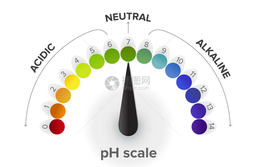 测量pH值标度压力表信息图表从酸到中再到碱所有步骤是用于指定水溶液的酸度或碱图片