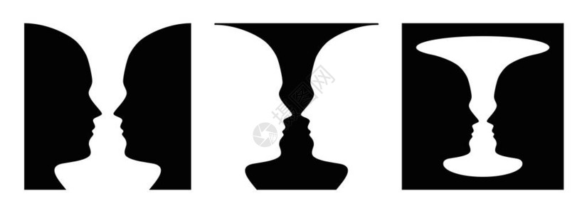 三次数字地面感知脸和花瓶数字地面组织知觉分组在格式塔心理学中被称为从背景中识别数字白色的插图向量插画