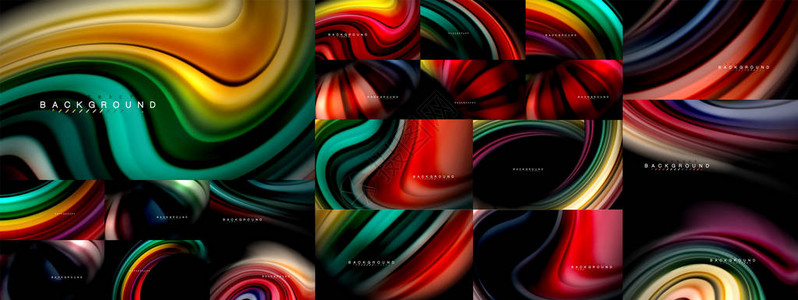流体色流抽象巨型收藏现代五颜六色的流动设计液体波浪在图片