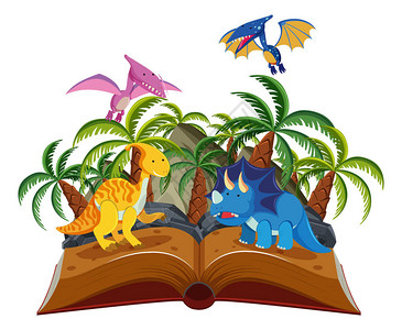 恐龙公园打开书本插图图片