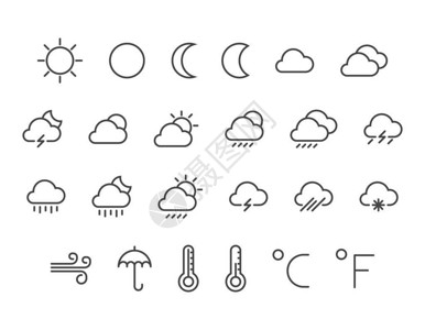 天气图标可编辑描边48x48像素完美图片