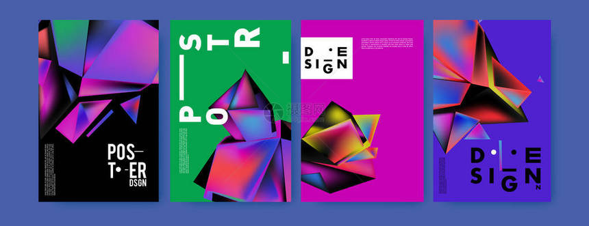 彩色抽象液体和流体海报和封面设计最小几何图案渐变背景图片