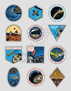 行星和卫星徽章标志贴板图片