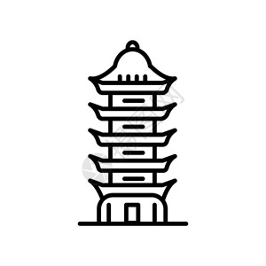 南京瓷塔在白色backgro上的图标矢量分离背景图片