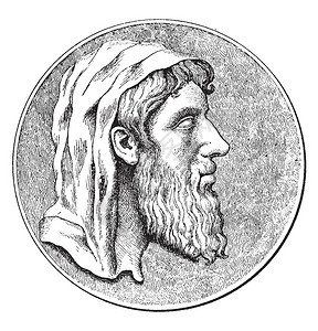欧几里德是一位希腊数学家他写了第一本关于几何的系统教科书以几何学之父绘制或雕刻插图之父而闻名背景图片