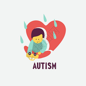 autismsyndrome孤独症儿童孤独症综合征的早期征象矢量标志儿童自闭症谱系障碍ASD图标儿童孤独症的体征和症状插画