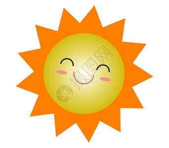 可爱卡通太阳夏季图标设计微笑太阳黄色符号太阳天气图标太阳标志符号矢量插图隔离白色背景背景图片